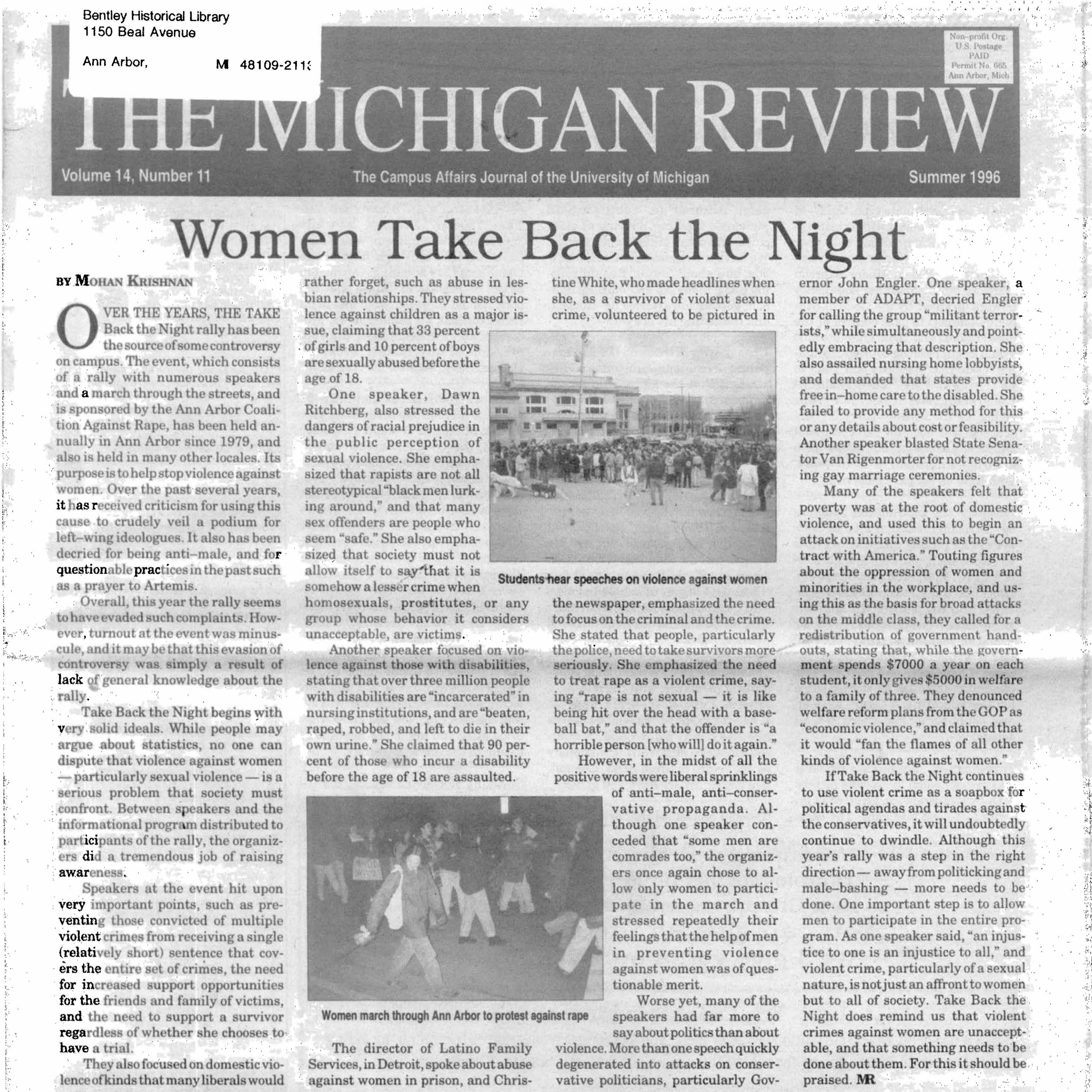 Michigan Review Summer Issue Article